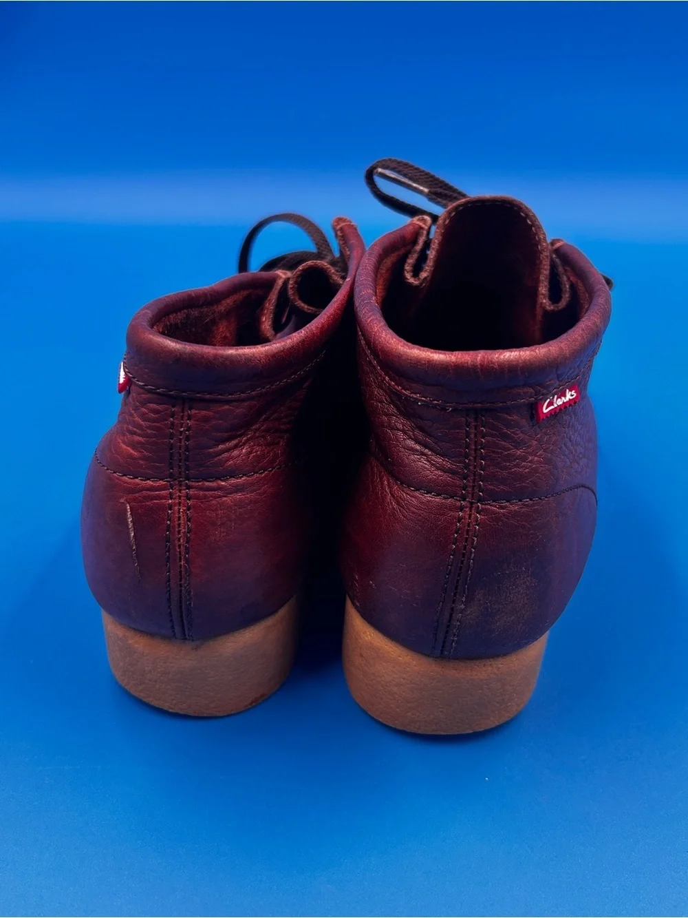 Clarks Leather Moc Toe Chukka Boots Men’s Brown  Wallabee Style Lace Up